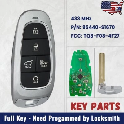 95440-S1670 para Hyundai Santa Fe 2021 2022 2023 24 Smart Keyless Remote Llavero Foto 1 de 4