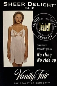 Vanity Fair Made In USA Sheer Delight abito slip lingerie bianco pizzo nuovo con etichette - Foto 1 di 12
