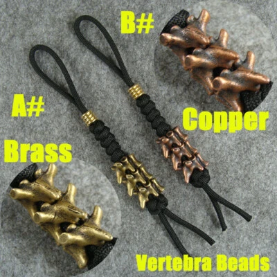 Cuentas de cuchillo de cordón "vértebra" de latón/cobre + llaveros de cordón hechos a mano Foto 1 de 4