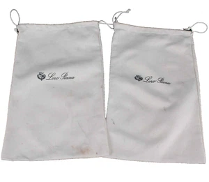 Juego de 2 bolsas de zapatos Loro Piana 14" x 8" beige con logotipo de espiga - Imagen 1 de 9