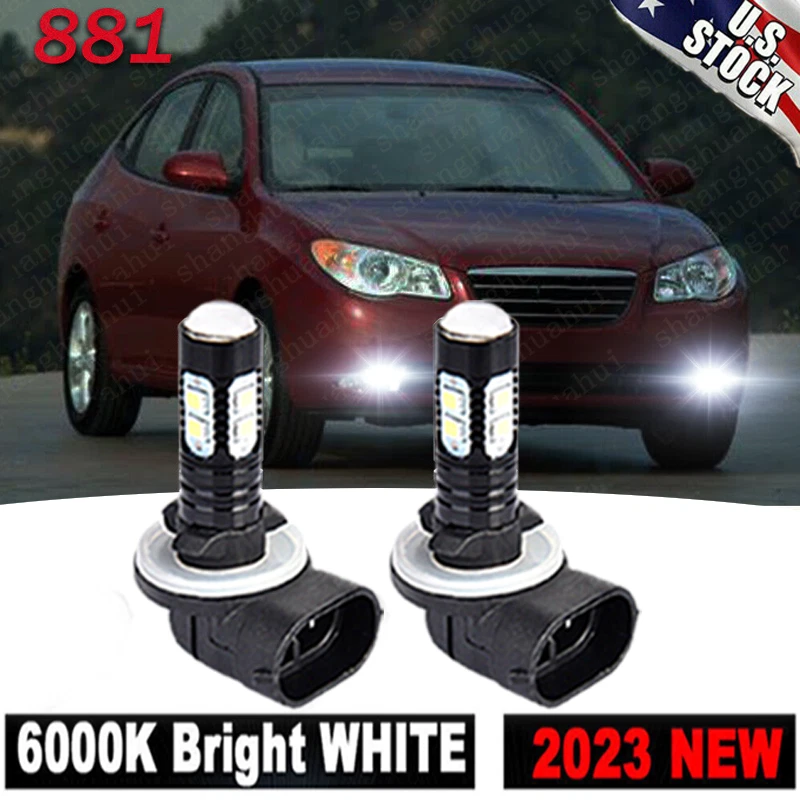 For HYUNDAI Elantra 2007-2013 6000K Lamp Super Bright 2x 881 LED Fog Light Bulbs - Image 1 of 4