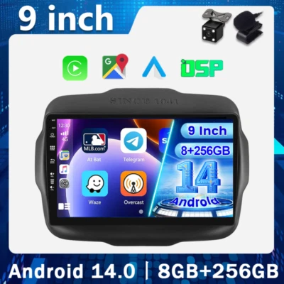Car Play Android 14 Autoradio Per Jeep Renegade 2016-2018 GPS Navi WIFI 8G+256GB - Immagine 1 di 4