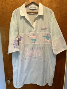 VTG 80s Esleep Dance Studio Nightgown Shirt Womens OS Hip Hop Retro Aerobics - Picture 1 of 10
