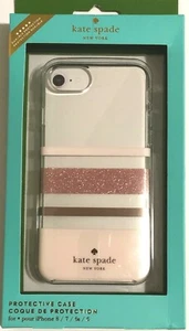 Kate Spade New York Case for iPhone 8/7/6s/SE 2-Charlotte Stripe Rose Gold Foil - Picture 1 of 3