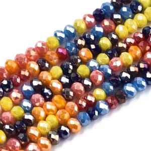 Z  Electroplate Glass Bead 10 Strands mixed color AB Faceted 3x2.5mm rondelle 56 - Picture 1 of 2