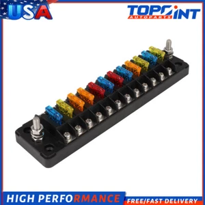 ?ATC/ATO 12 Vías Hoja Bloque de Fusibles Caja Soporte Kit Universal para Coche Marino Camión - Imagen 1 de 24