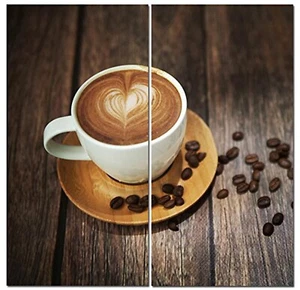 Canvas Wall Art Decor - 12x24 2 Piece Set (Total 24x24 inch) Cafe Coffee Latte - Picture 1 of 9