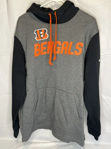 Cincinnati Bengals Hoodie Mens L Gray Black Nike Long Sleeve NFL Football Cover