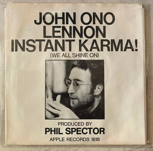 JOHN LENNON & YOKO ONO - INSTANT KARMA/WE ALL SHINE ON RECORD APPLE NEW BEATLES - Imagen 1 de 4
