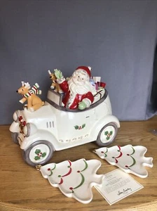 Lenox Santa’s Journey Cookie Jar & 2 Tree Dishes & Reindeer Salt Pepper Set NIB - Picture 1 of 12