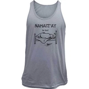 Original Namast'ay In Bed Funny Unisex Tank Top - Picture 1 of 2