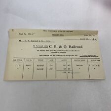 C. B. & Q. Railroad - Freight Bill  1920 - Vintage Euphemera