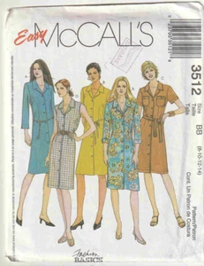 FF McCalls 3512 Front Buttoned Shirt Dress Sewing Pattern Sizes 8 - 14 - Picture 1 of 2
