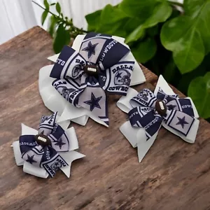 Dallas Cowboys Hair Bow Clip Girls Hair bows Toddler Hair Bow Kids Hair Bow - Picture 1 of 4
