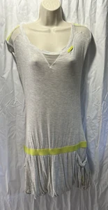 ECKO Red NY Heather Gray T-shirt Dress Neon Yellow Trim Size L Pockets **READ** - Picture 1 of 10