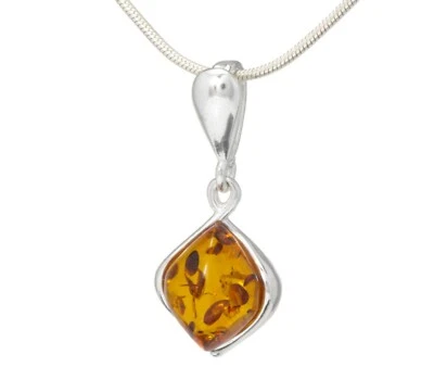 COLLAR COLGANTE DE PLATA ESTERLINA 925 PLATA ESTERLINA 925 con joyas ámbar báltico natural Foto 1 de 4