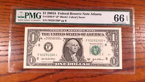 2003A PMG GEM UNC 66 EPQ ONE DOLLAR *STAR* BANKNOTE ATLANTA $1.00 BILL! - Picture 1 of 4