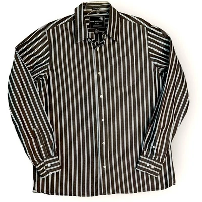 Duck Head Striped Long Sleeve Button Up Shirt Athletic Fit Mens XXL Brown White  - Image 1 of 4
