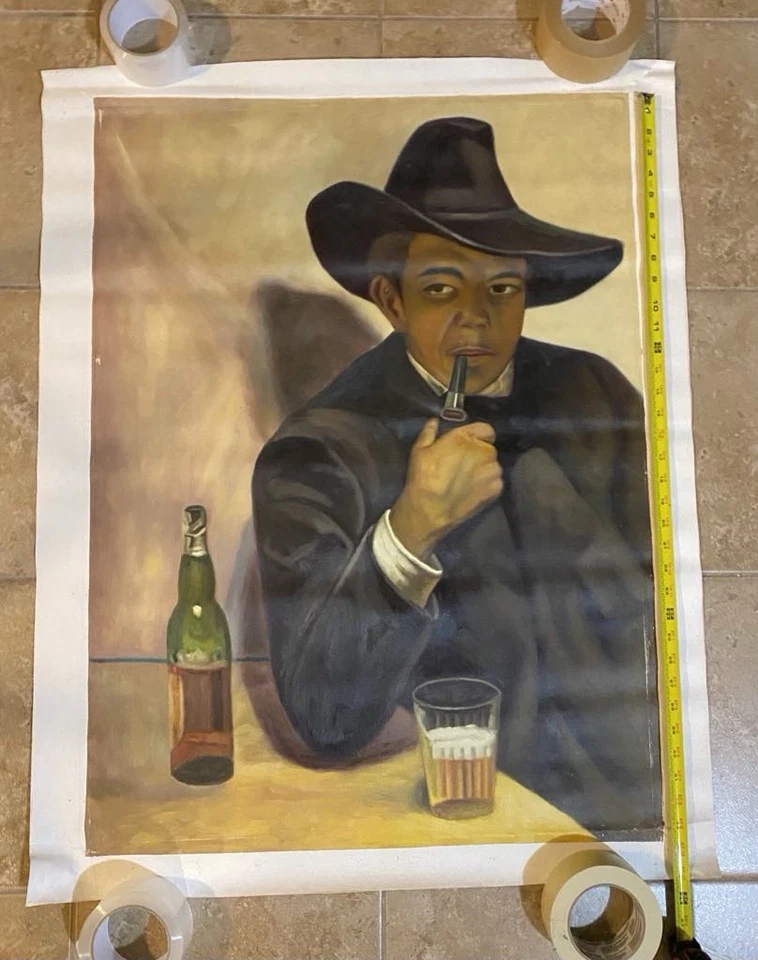 Réplica pintada a mano “Autorretrato en sombrero de ala ancha” Diego Rivera-Lienzo grande Foto 1 de 1