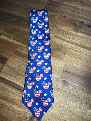全新! 华特迪士尼世界米老鼠美国国旗明星爱国领带 — 第 1/4 张图片