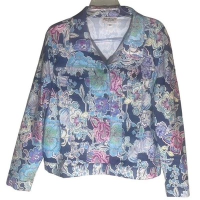 Chaqueta abotonada vintage Norm Thompson para mujer floral color pastel PXL Foto 1 de 4