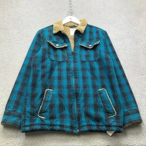 Levis Sherpa Lined Collared Jacket Boys Youth XL Full Zip Pockets Blue Black - Picture 1 of 9