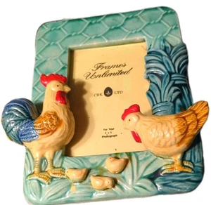 Marco de fotos de colección '99 con 3D gallo gallina pollitos marcos de cerámica ilimitado CBK Ltd - Imagen 1 de 11