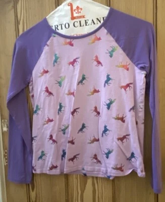 Lands End Purple Long Sleeve Unicorn T-shirt Girls Medium 10-12 - Image 1 of 2