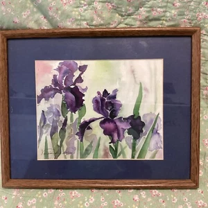 Impresión en acuarela Virginia 17/100 edición limitada púrpura "Iris in the Field" 2004 - Imagen 1 de 6