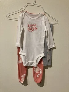 NWT Carter's Pink White "Little and Lovely" Baby Girl Outfit Set 6M - Picture 1 of 4