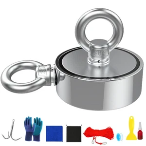Large 3.7" 2.36" Super Strong N52 Rare Earth Neodymium Magnet 66ft Rope Full Kit - Picture 1 of 21