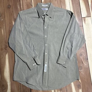 Men’s VTG Geoffrey Beene Unbuttoned Made In USA 16 1/2 32/33 Beige Long Sleeve - Picture 1 of 9