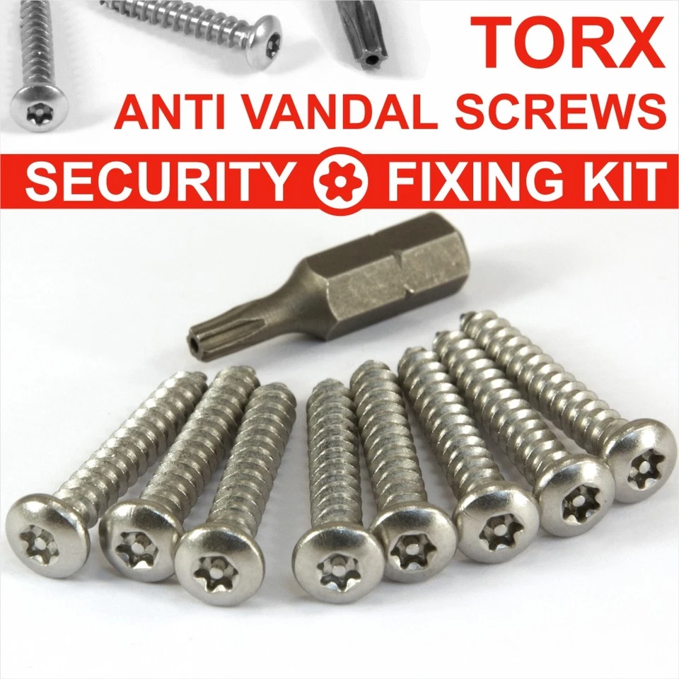 9 Piece Number plate security stainless steel screws KIT 8 SCREWS and TORX BIT - Image 1 of 1