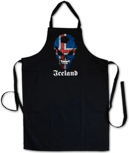 ICELAND FOOTBALL SOCCER SKULL GRILLSCHÜRZE KOCHSCHÜRZE - Fan Hooligan Fußball - Picture 1 of 1