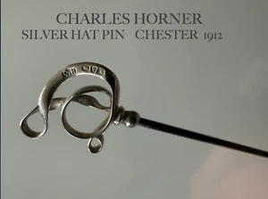 ANTIKE CHARLES HORNER SILBER HUTNADEL EDWARDIANER 1912 PUNZE CHESTER M  - Bild 1 von 17