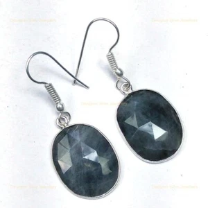 Rutile quartz Stone Birthday Dangle Wedding Earrings 925 Sterling Silver Finish - Picture 1 of 8