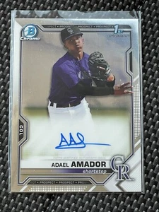 2021 Bowman Chrome Adael Amador 1st Bowman Auto RC #CPA-AAM Rockies - Picture 1 of 1