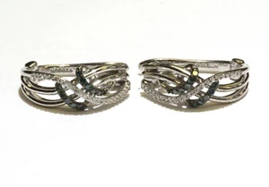Nuevos Pendientes Huggie Aro Diamante Azul Blanco Plata de Ley 925 .33ct SI2 H 6.3G - Imagen 1 de 9