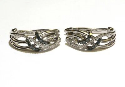 New 925 sterling silver .33ct SI2 H blue white diamond Hoop Huggie earrings 6.3g - Image 1 of 4