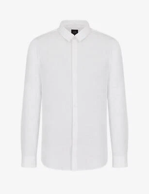 Armani Exchange Camicia Cotone Stretch Logo Tono Su Tono Bianco - Taglia L Uomo - Immagine 1 di 2