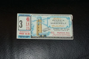 1969 GEORGIA AT VANDERBILT COLLEGE FOOTBALL TICKET STUB  - Picture 1 of 2