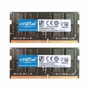 Crucial 2x 8GB 2Rx8 PC4-17000Mhz DDR4-2133P SODIMM Laptop Memory Non Ecc 260-Pin - Picture 1 of 7
