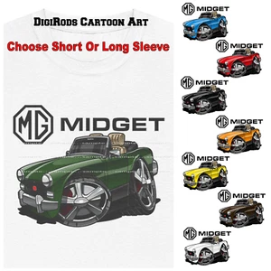 DigiRods MG Midget British Convertible Colors Model Cartoon Car White T Shirt - Picture 1 of 7