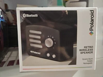Alto-falante retrô portátil Polaroid PBT530 sem fio Bluetooth preto prata NOVO - Imagem 1 de 4