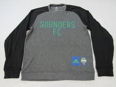 New Seattle Sounders FC Mens Size M Gray/Black Adidas Climawarm Sweatshirt - Image 1 of 4