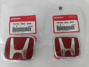 Honda Civic 96-00 EK Type R Front + Rear TWO Emblem Badge Red OEM 92-95 Accord - Picture 1 of 7