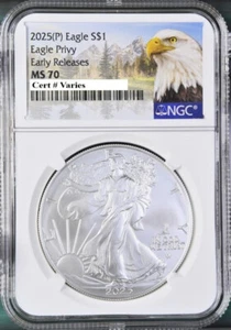 2025 p silver eagle with eagle privy ngc ms70 early releases mtn - Picture 1 of 4