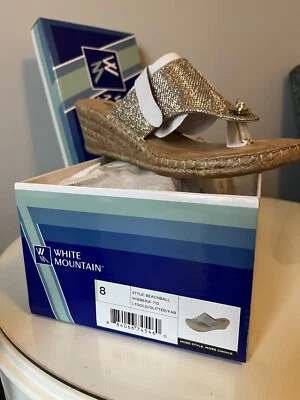 White Mountain Gold Glitter Espadrille sandals size 8 - Image 1 of 4
