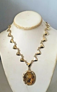 PD2722 UNIQUE GOLD TONE METAL GEMSTONE CHOKER NECKLACE - Picture 1 of 1