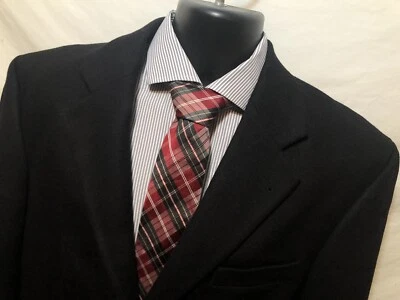 Chaqueta deportiva Oscar De La Renta para hombre 42L lana cachemir blazer negra 3 botones Foto 1 de 4